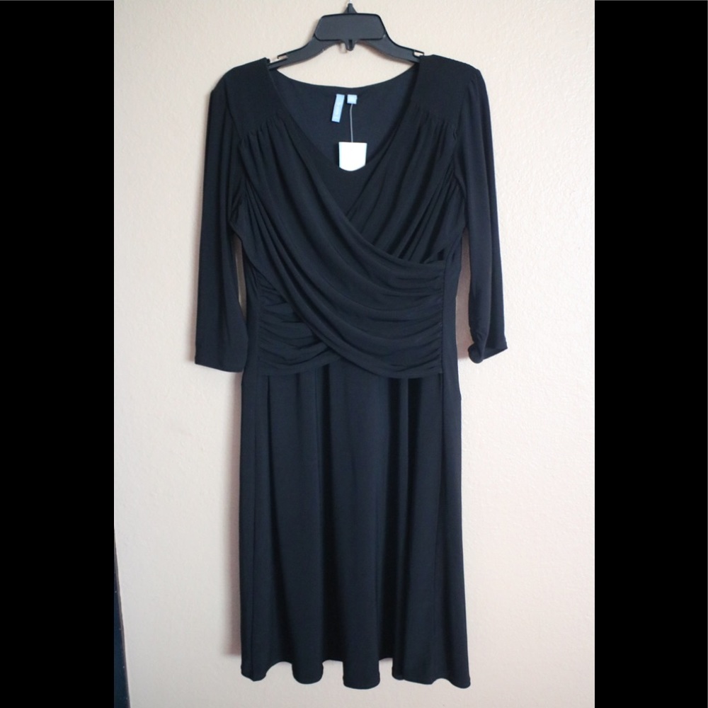 B-Slim 3/4 Sleeves Black Dress